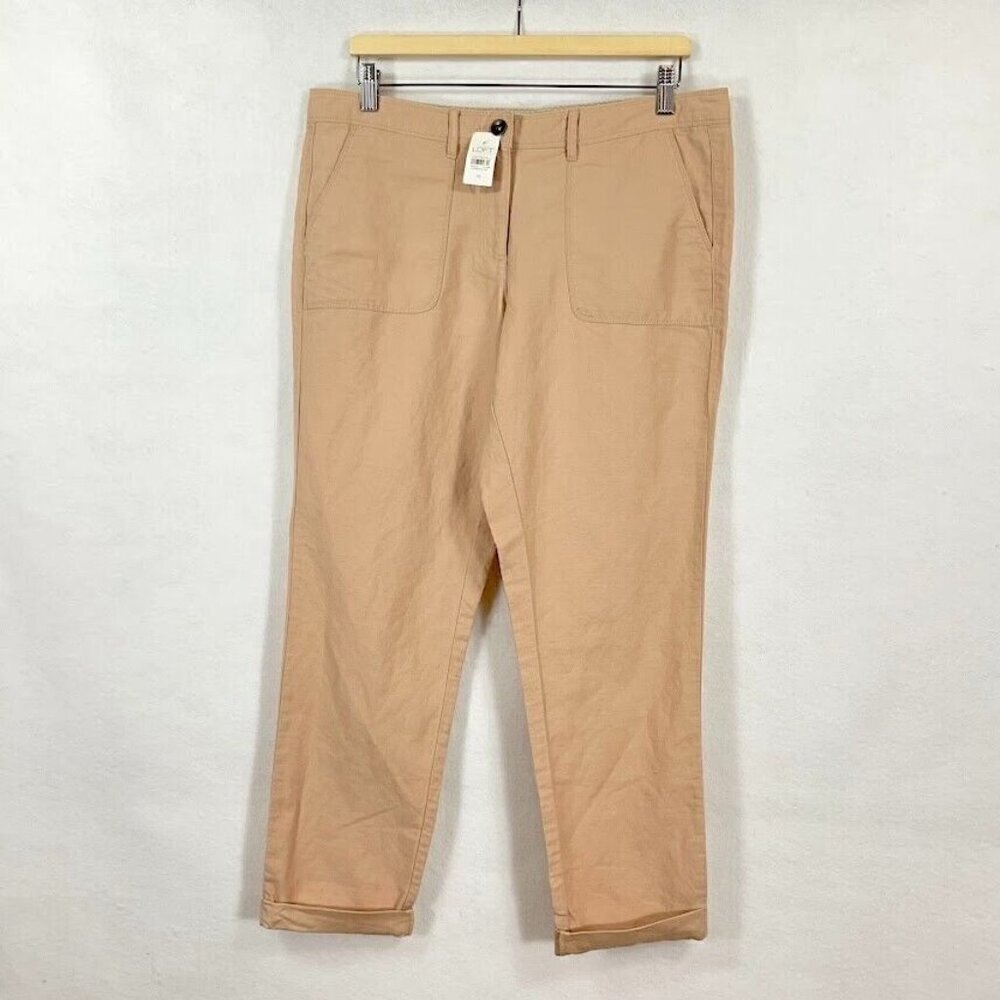 Ann Taylor Loft Straight Leg Pants Linen Blend Beachy Boho Neutral Spring NWT 10
